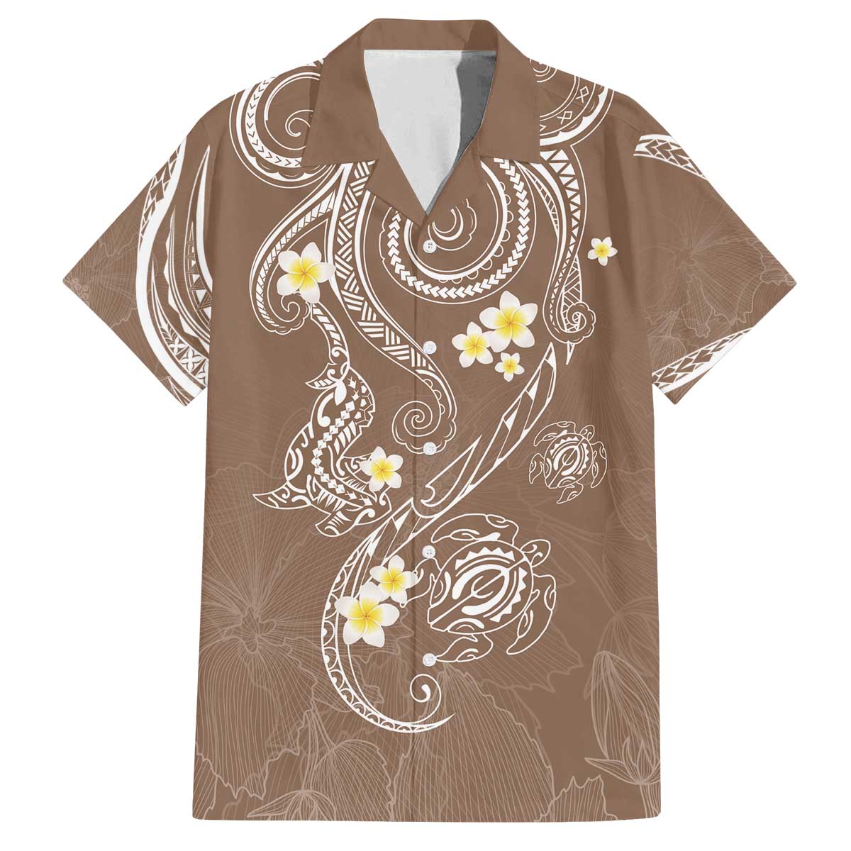 Polynesia Tribal Family Matching Off The Shoulder Long Sleeve Dress and Hawaiian Shirt Mocha Plumeria Tentacles LT7 - Polynesian Pride