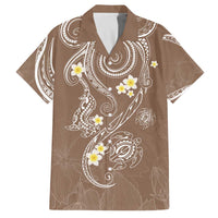 Polynesia Tribal Family Matching Off The Shoulder Long Sleeve Dress and Hawaiian Shirt Mocha Plumeria Tentacles LT7 - Polynesian Pride