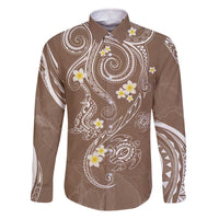 Polynesia Tribal Family Matching Off The Shoulder Long Sleeve Dress and Hawaiian Shirt Mocha Plumeria Tentacles LT7 - Polynesian Pride