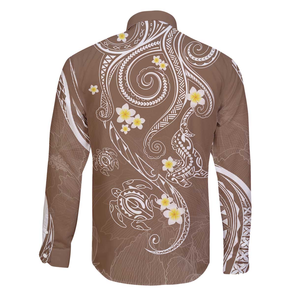 Polynesia Tribal Family Matching Off The Shoulder Long Sleeve Dress and Hawaiian Shirt Mocha Plumeria Tentacles LT7 - Polynesian Pride
