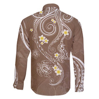 Polynesia Tribal Family Matching Off The Shoulder Long Sleeve Dress and Hawaiian Shirt Mocha Plumeria Tentacles LT7 - Polynesian Pride