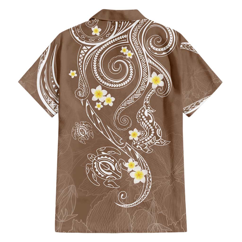 Polynesia Tribal Family Matching Off Shoulder Maxi Dress and Hawaiian Shirt Mocha Plumeria Tentacles LT7 - Polynesian Pride