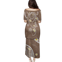 Polynesia Tribal Family Matching Puletasi and Hawaiian Shirt Mocha Plumeria Tentacles LT7 - Polynesian Pride