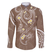 Polynesia Tribal Family Matching Short Sleeve Bodycon Dress and Hawaiian Shirt Mocha Plumeria Tentacles LT7 Dad's Shirt - Long Sleeve Mocha - Polynesian Pride