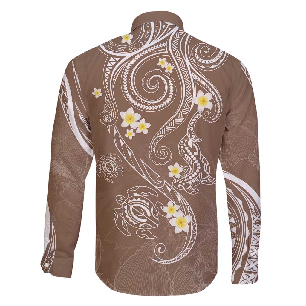 Polynesia Tribal Family Matching Summer Maxi Dress and Hawaiian Shirt Mocha Plumeria Tentacles LT7 - Polynesian Pride