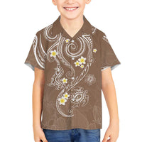 Polynesia Tribal Family Matching Summer Maxi Dress and Hawaiian Shirt Mocha Plumeria Tentacles LT7 Son's Shirt Mocha - Polynesian Pride