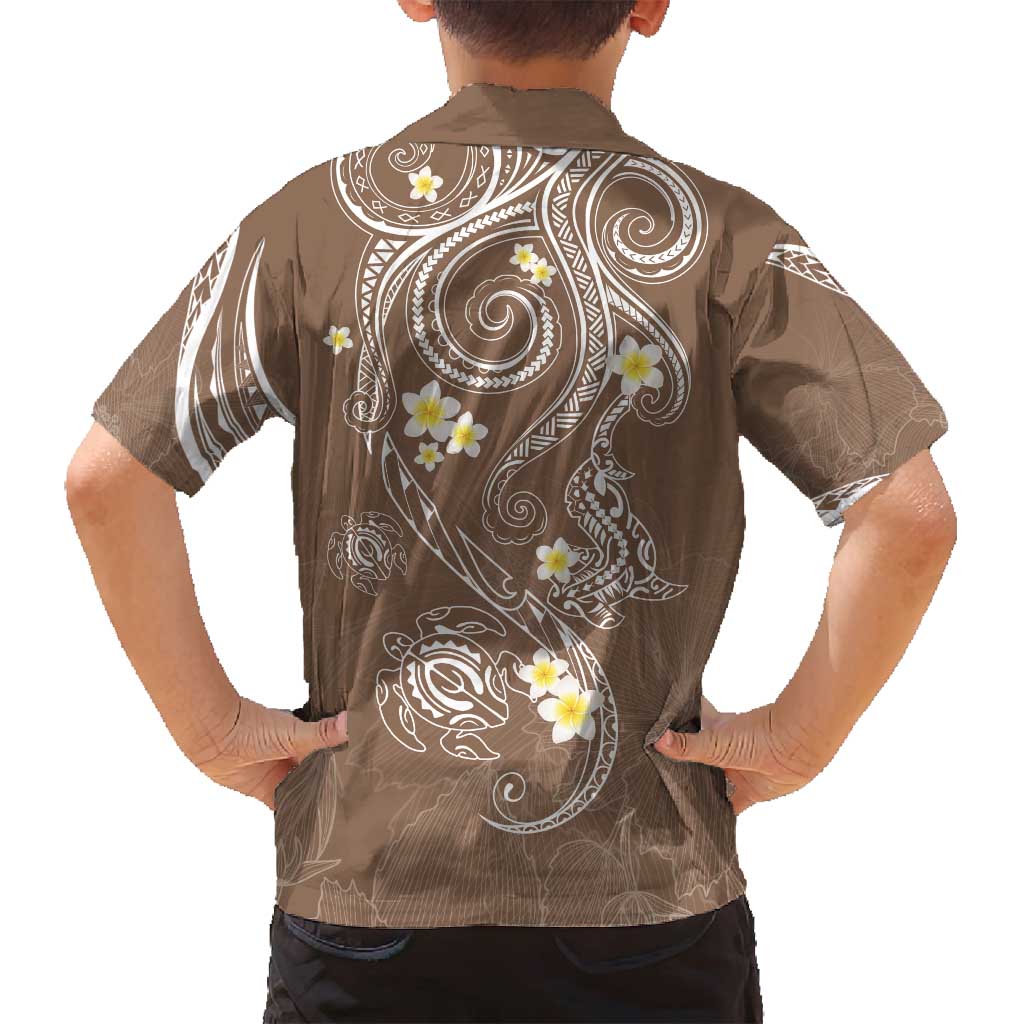 Polynesia Tribal Family Matching Tank Maxi Dress and Hawaiian Shirt Mocha Plumeria Tentacles LT7 - Polynesian Pride
