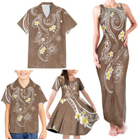 Polynesia Tribal Family Matching Tank Maxi Dress and Hawaiian Shirt Mocha Plumeria Tentacles LT7 - Polynesian Pride