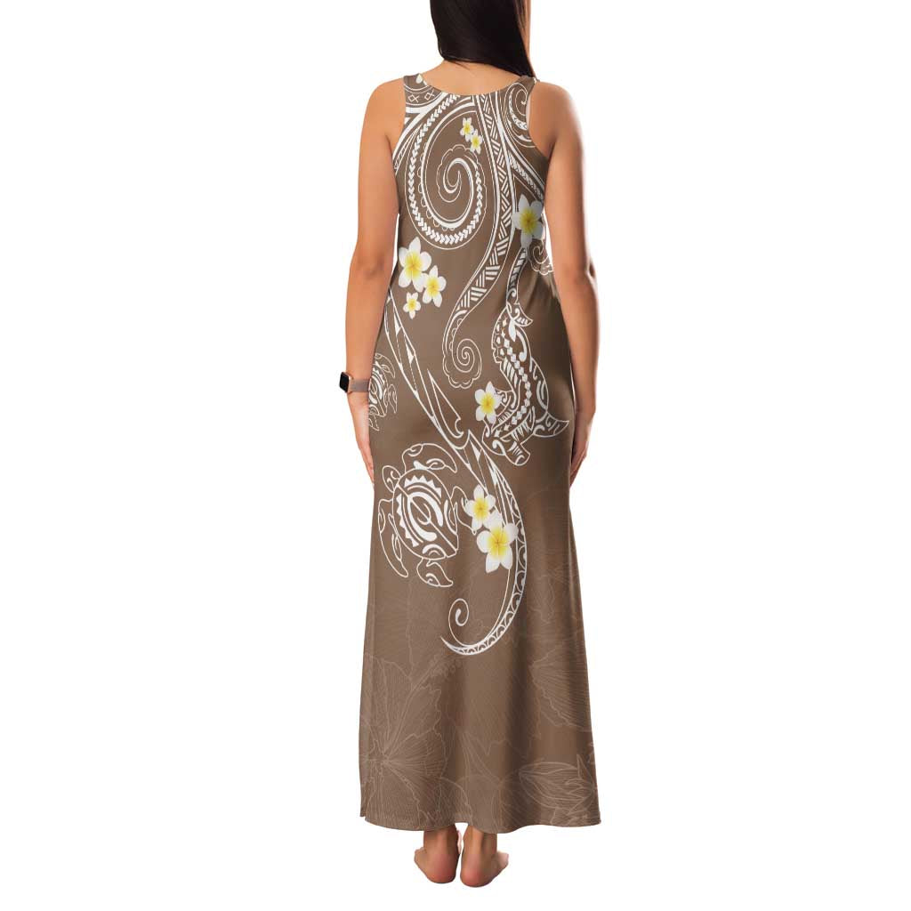 Polynesia Tribal Family Matching Tank Maxi Dress and Hawaiian Shirt Mocha Plumeria Tentacles LT7 - Polynesian Pride