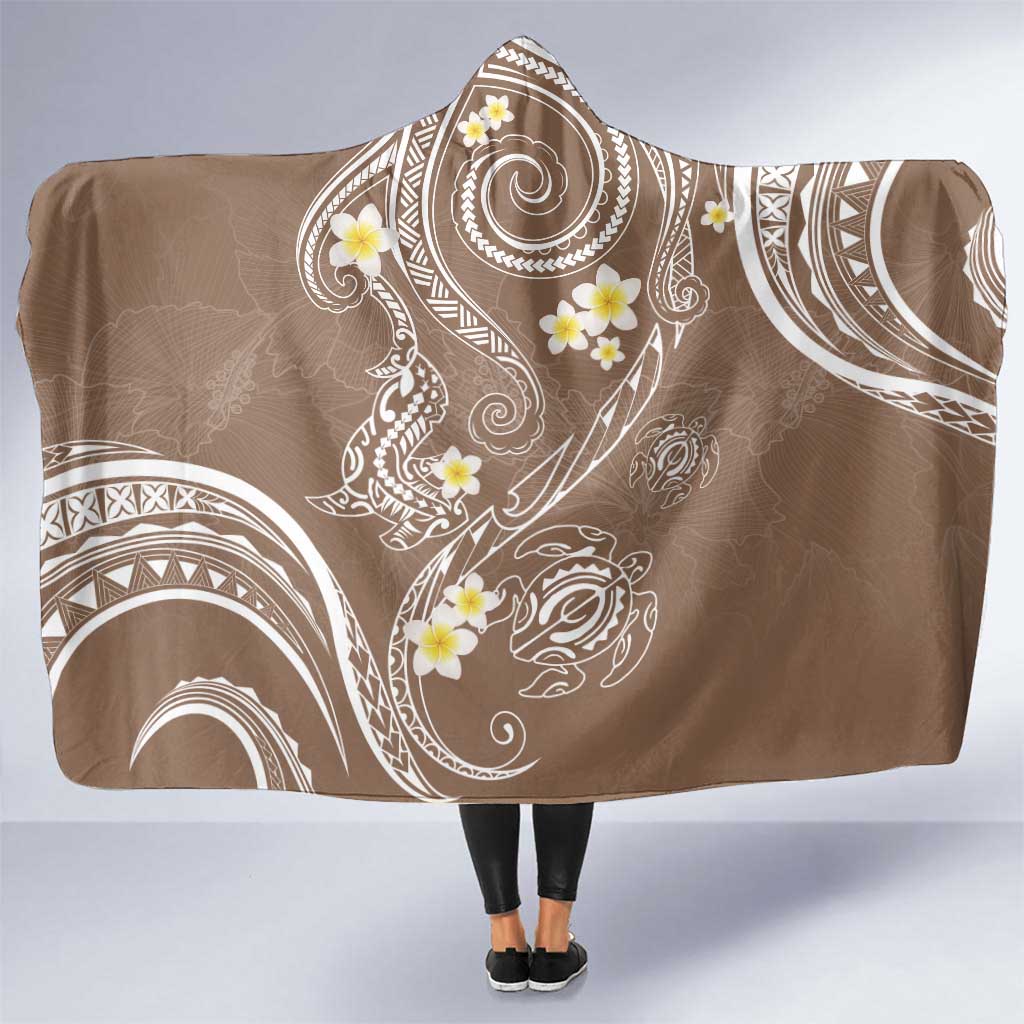 Polynesia Tribal Hooded Blanket Mocha Plumeria Tentacles LT7 One Size Mocha - Polynesian Pride
