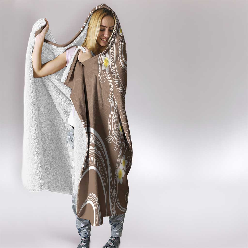 Polynesia Tribal Hooded Blanket Mocha Plumeria Tentacles