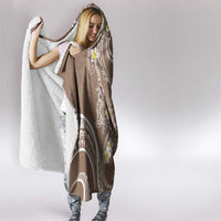 Polynesia Tribal Hooded Blanket Mocha Plumeria Tentacles