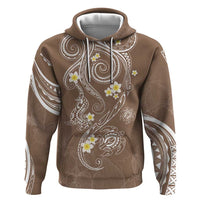 Polynesia Tribal Hoodie Mocha Plumeria Tentacles LT7 Pullover Hoodie Mocha - Polynesian Pride