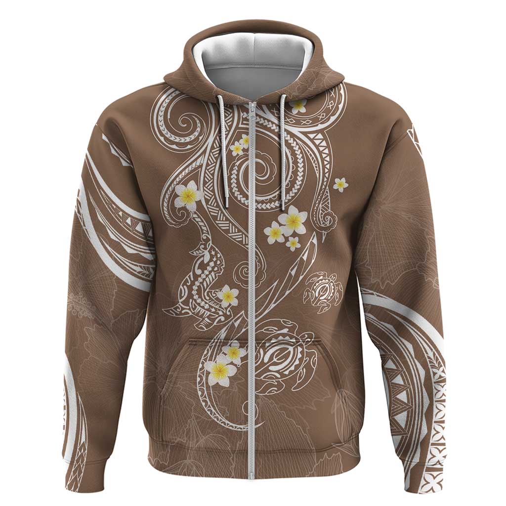 Polynesia Tribal Hoodie Mocha Plumeria Tentacles LT7 Zip Hoodie Mocha - Polynesian Pride