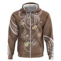 Polynesia Tribal Hoodie Mocha Plumeria Tentacles LT7 Zip Hoodie Mocha - Polynesian Pride