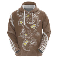 Polynesia Tribal Hoodie Mocha Plumeria Tentacles LT7 - Polynesian Pride