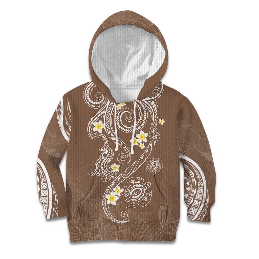 Polynesia Tribal Kid Hoodie Mocha Plumeria Tentacles LT7 Hoodie Mocha - Polynesian Pride