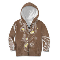 Polynesia Tribal Kid Hoodie Mocha Plumeria Tentacles LT7 Zip Hoodie Mocha - Polynesian Pride