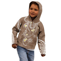 Polynesia Tribal Kid Hoodie Mocha Plumeria Tentacles LT7 - Polynesian Pride