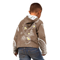 Polynesia Tribal Kid Hoodie Mocha Plumeria Tentacles LT7 - Polynesian Pride