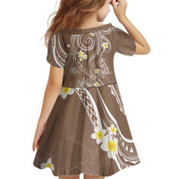 Polynesia Tribal Kid Short Sleeve Dress Mocha Plumeria Tentacles LT7 - Polynesian Pride