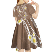 Polynesia Tribal Kid Short Sleeve Dress Mocha Plumeria Tentacles LT7 - Polynesian Pride