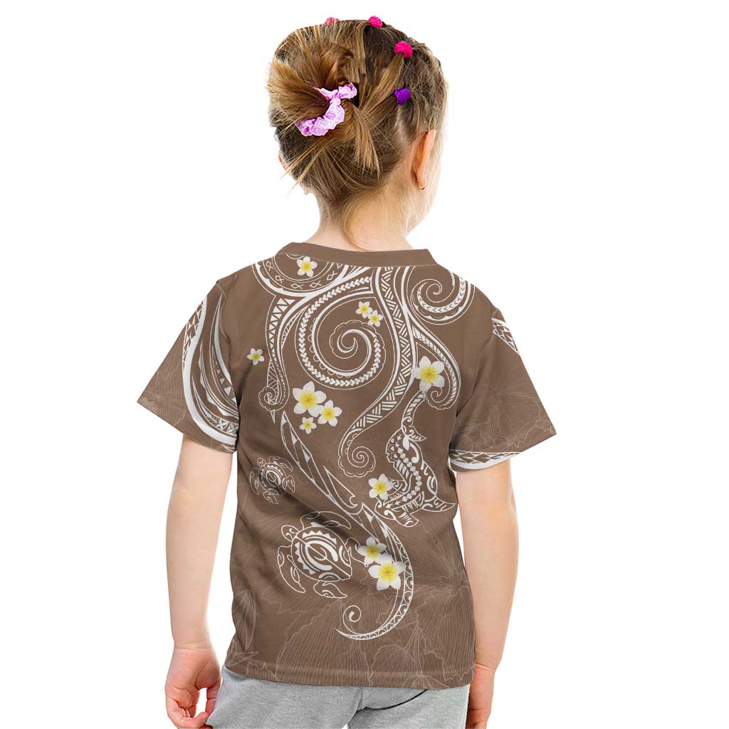 Polynesia Tribal Kid T Shirt Mocha Plumeria Tentacles LT7 - Polynesian Pride