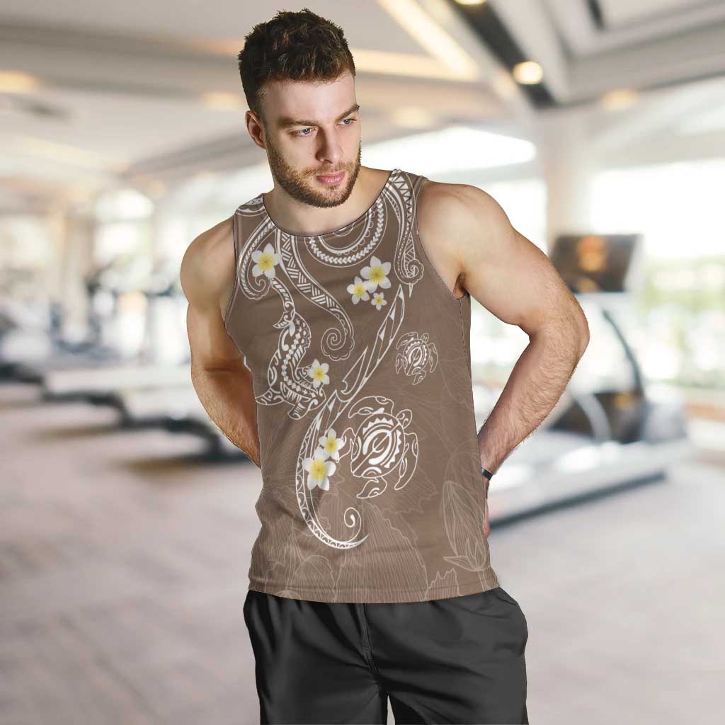 Polynesia Tribal Men Tank Top Mocha Plumeria Tentacles LT7 Mocha - Polynesian Pride