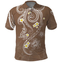 Polynesia Tribal Polo Shirt Mocha Plumeria Tentacles LT7 Mocha - Polynesian Pride