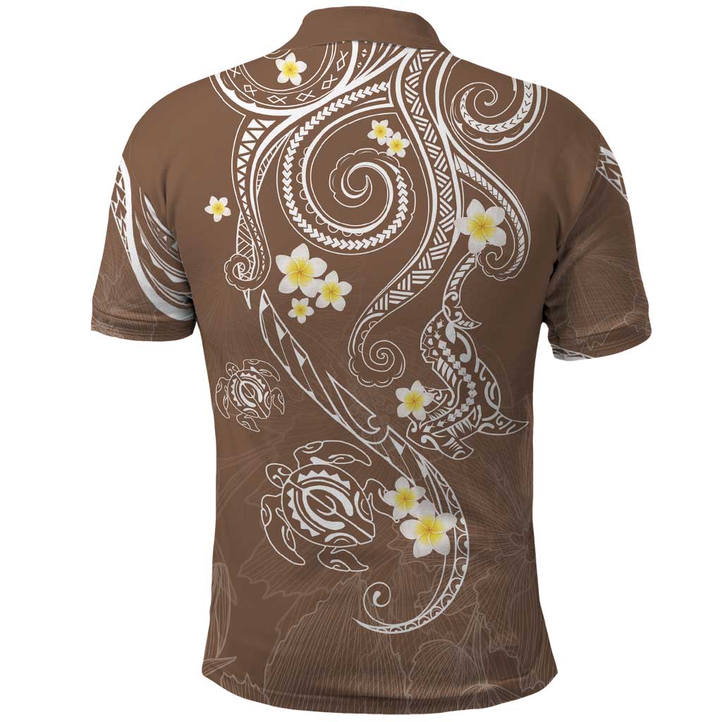 Polynesia Tribal Polo Shirt Mocha Plumeria Tentacles LT7 - Polynesian Pride