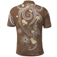 Polynesia Tribal Polo Shirt Mocha Plumeria Tentacles LT7 - Polynesian Pride