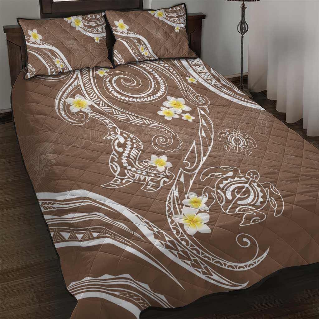 Polynesia Tribal Quilt Bed Set Mocha Plumeria Tentacles LT7 Mocha - Polynesian Pride