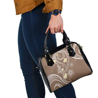 Polynesia Tribal Shoulder Handbag Mocha Plumeria Tentacles