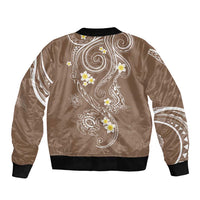 Polynesia Tribal Sleeve Zip Bomber Jacket Mocha Plumeria Tentacles LT7 - Polynesian Pride