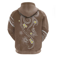 Polynesia Tribal Zip Hoodie Mocha Plumeria Tentacles LT7 - Polynesian Pride