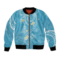 Polynesia Tribal Bomber Jacket Turquoise Plumeria Tentacles LT7 Unisex Turquoise - Polynesian Pride