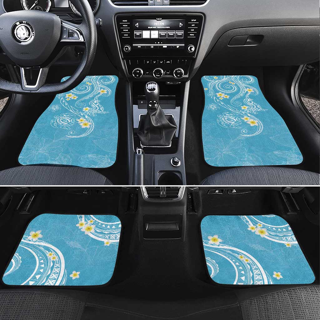 Polynesia Tribal Car Mats Turquoise Plumeria Tentacles LT7 Set 4pcs Turquoise - Polynesian Pride