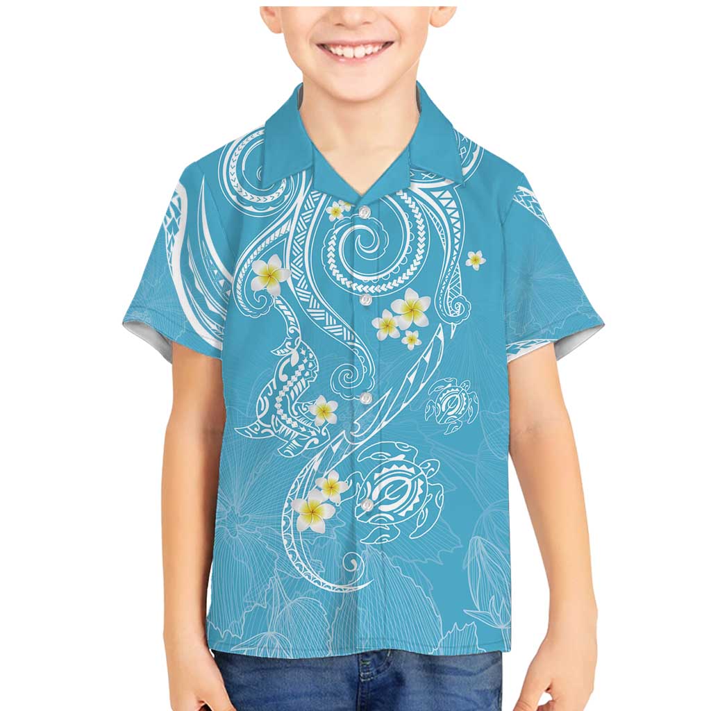 Polynesia Tribal Family Matching Mermaid Dress and Hawaiian Shirt Turquoise Plumeria Tentacles LT7 Son's Shirt Turquoise - Polynesian Pride