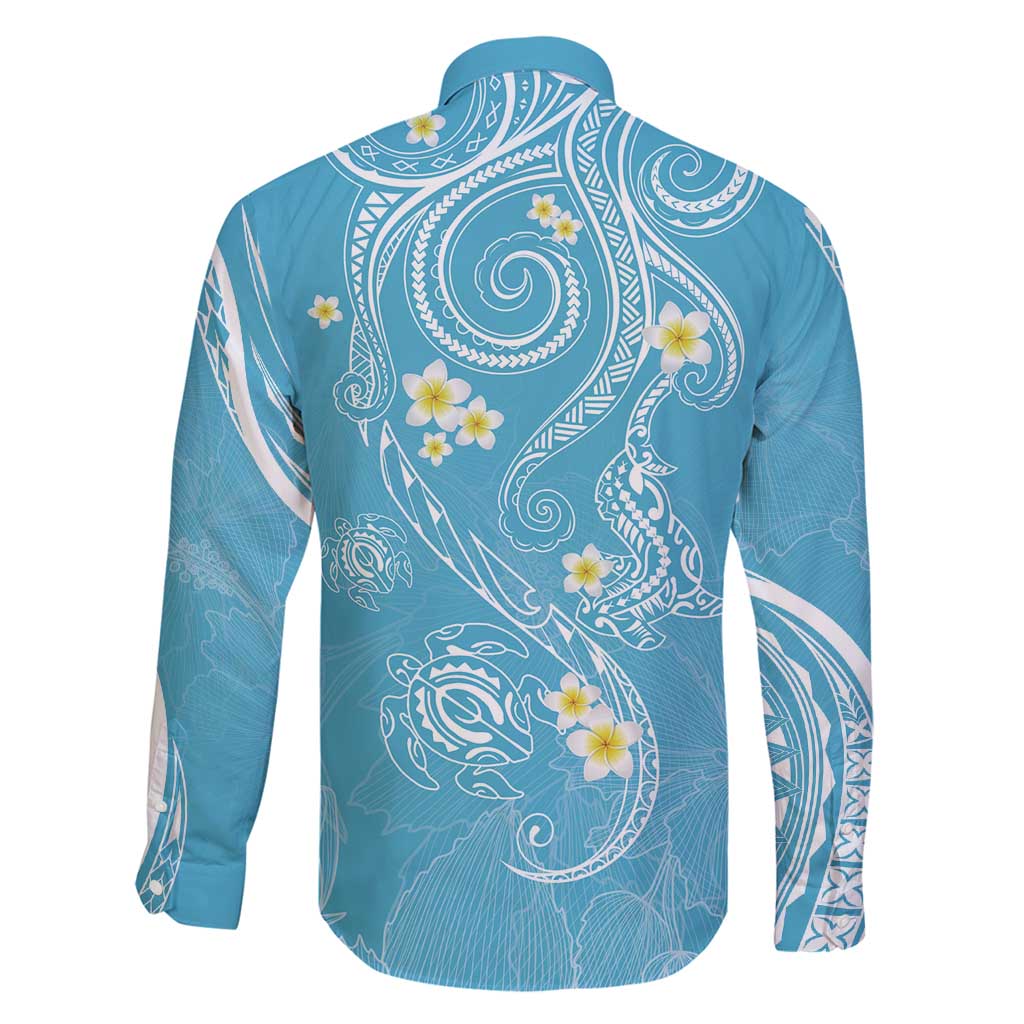 Polynesia Tribal Family Matching Off Shoulder Maxi Dress and Hawaiian Shirt Turquoise Plumeria Tentacles LT7 - Polynesian Pride