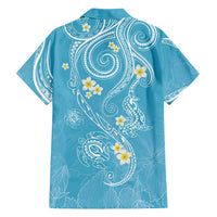 Polynesia Tribal Family Matching Off Shoulder Short Dress and Hawaiian Shirt Turquoise Plumeria Tentacles LT7 - Polynesian Pride