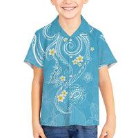Polynesia Tribal Family Matching Tank Maxi Dress and Hawaiian Shirt Turquoise Plumeria Tentacles LT7 Son's Shirt Turquoise - Polynesian Pride