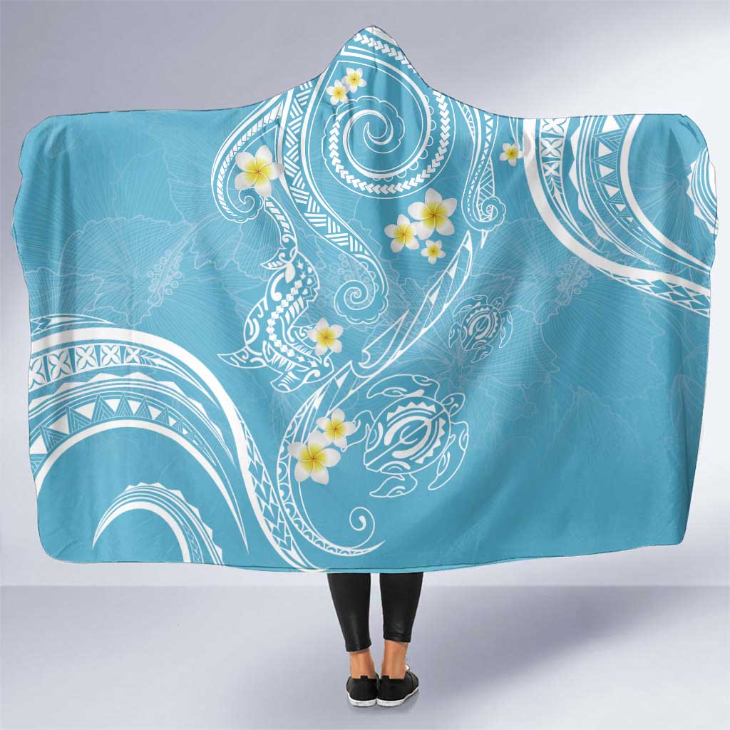Polynesia Tribal Hooded Blanket Turquoise Plumeria Tentacles LT7 One Size Turquoise - Polynesian Pride