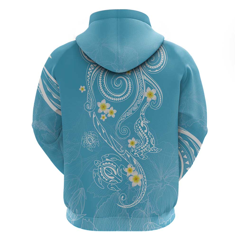 Polynesia Tribal Hoodie Turquoise Plumeria Tentacles LT7 - Polynesian Pride