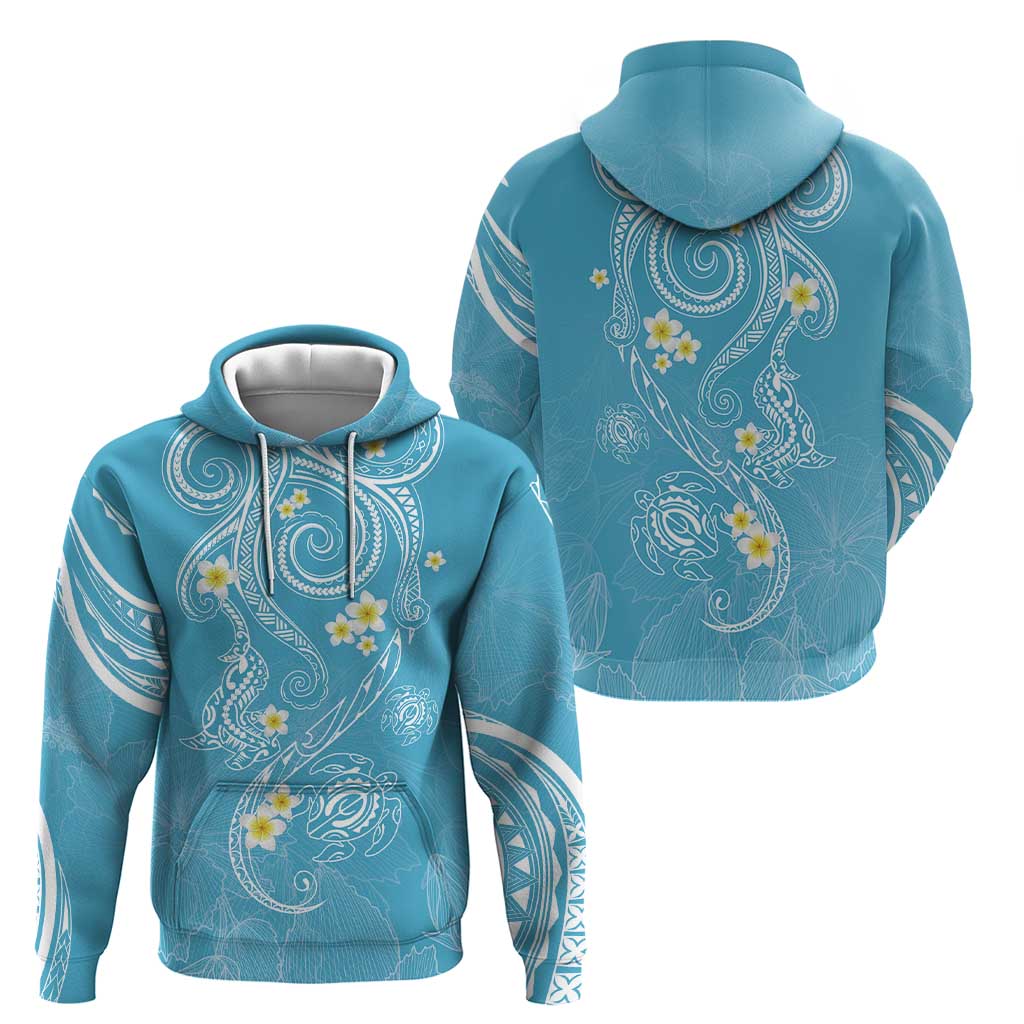 Polynesia Tribal Hoodie Turquoise Plumeria Tentacles LT7 - Polynesian Pride