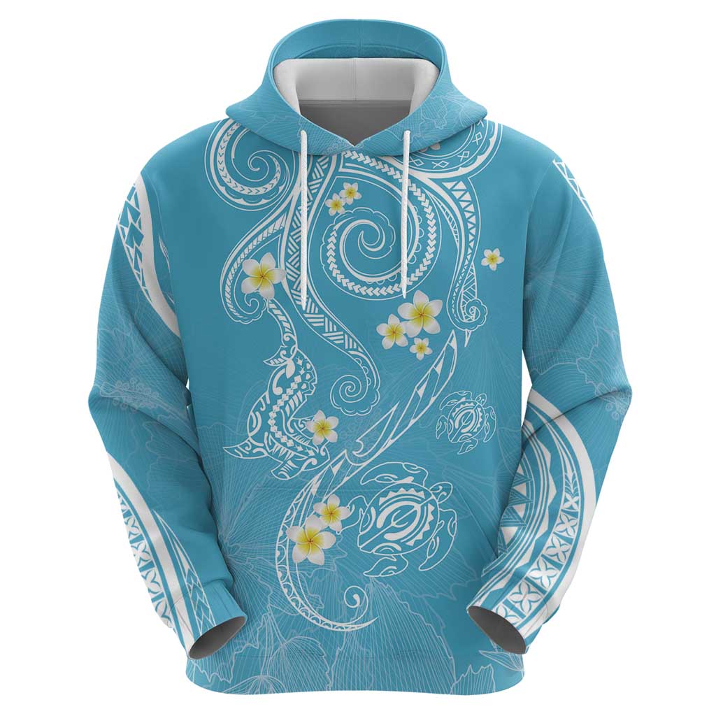 Polynesia Tribal Hoodie Turquoise Plumeria Tentacles LT7 - Polynesian Pride