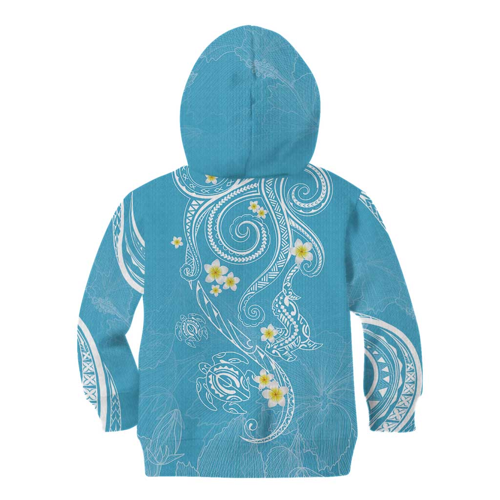 Polynesia Tribal Kid Hoodie Turquoise Plumeria Tentacles LT7 - Polynesian Pride
