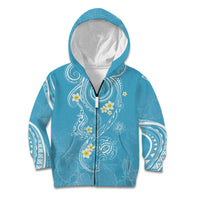 Polynesia Tribal Kid Hoodie Turquoise Plumeria Tentacles LT7 Zip Hoodie Turquoise - Polynesian Pride