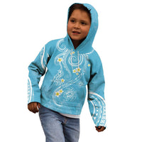 Polynesia Tribal Kid Hoodie Turquoise Plumeria Tentacles LT7 - Polynesian Pride