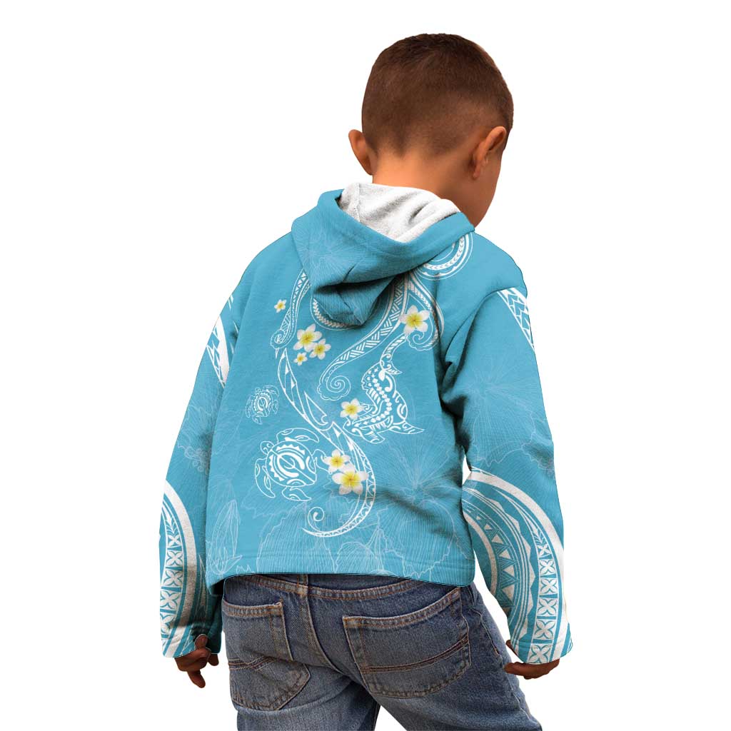 Polynesia Tribal Kid Hoodie Turquoise Plumeria Tentacles LT7 - Polynesian Pride