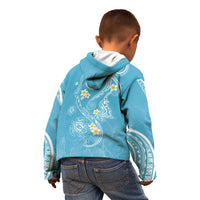 Polynesia Tribal Kid Hoodie Turquoise Plumeria Tentacles LT7 - Polynesian Pride